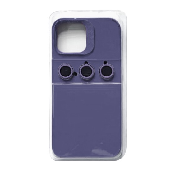 Capa de Silicone com Conjunto de Vidro de Câmera Separado para Apple iPhone 15 Pro Azul